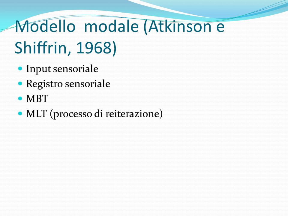 Modello modale (Atkinson e Shiffrin, 1968)