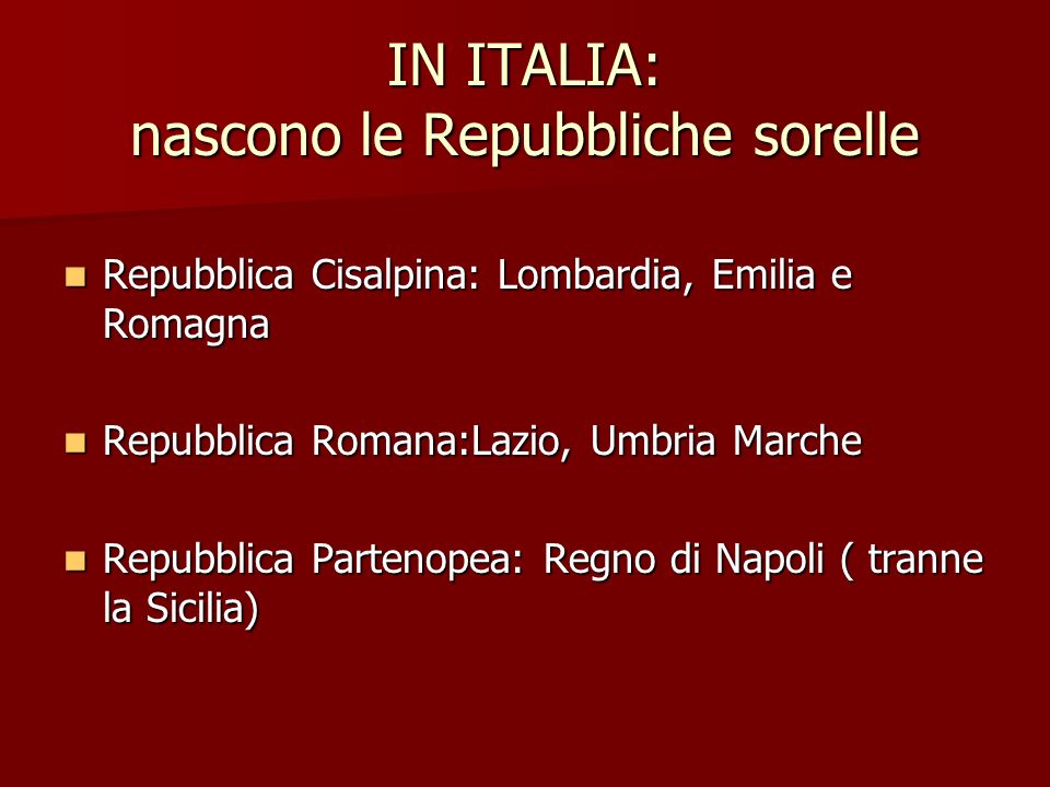 IN ITALIA: nascono le Repubbliche sorelle