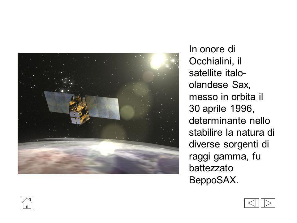 In onore di Occhialini, il satellite italo-olandese Sax, messo in orbita il 30 aprile 1996, determinante nello stabilire la natura di diverse sorgenti di raggi gamma, fu battezzato BeppoSAX.