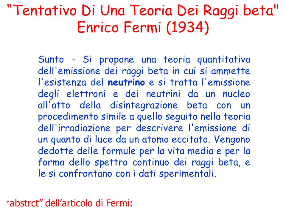 Tentativo Di Una Teoria Dei Raggi beta Enrico Fermi (1934)