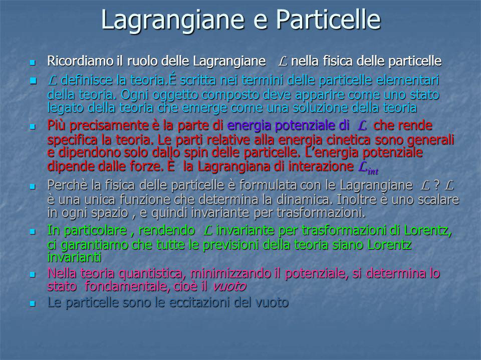Lagrangiane e Particelle