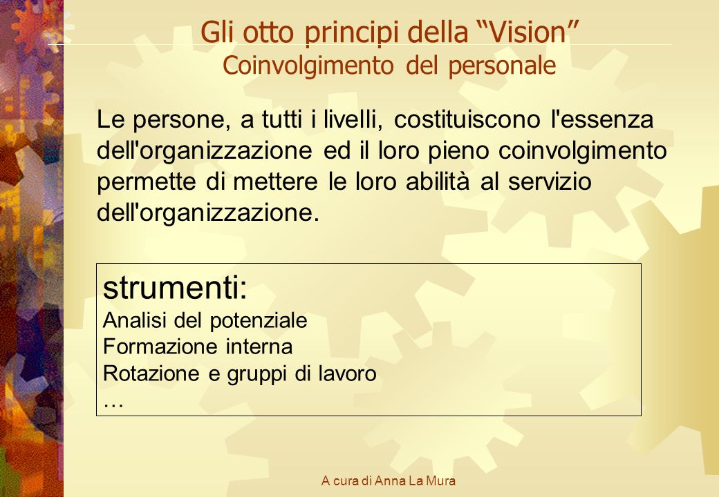 Gli otto principi della Vision Coinvolgimento del personale