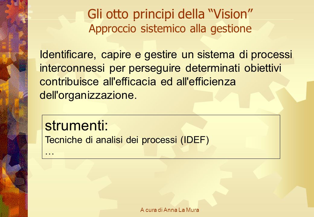 Gli otto principi della Vision Approccio sistemico alla gestione