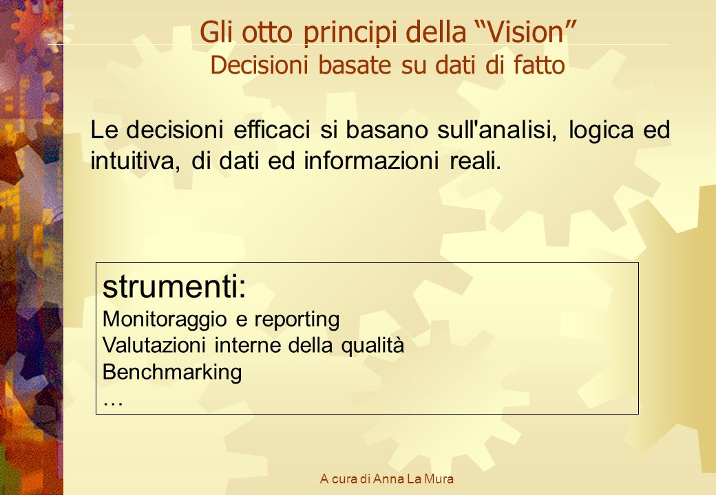 Gli otto principi della Vision Decisioni basate su dati di fatto