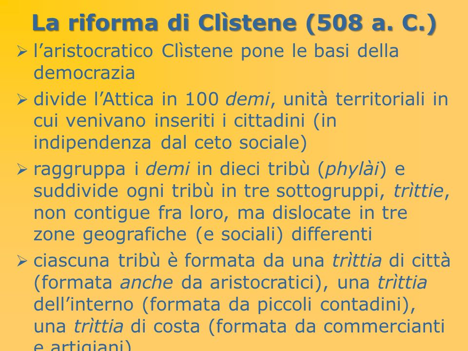 La riforma di Clìstene (508 a. C.)
