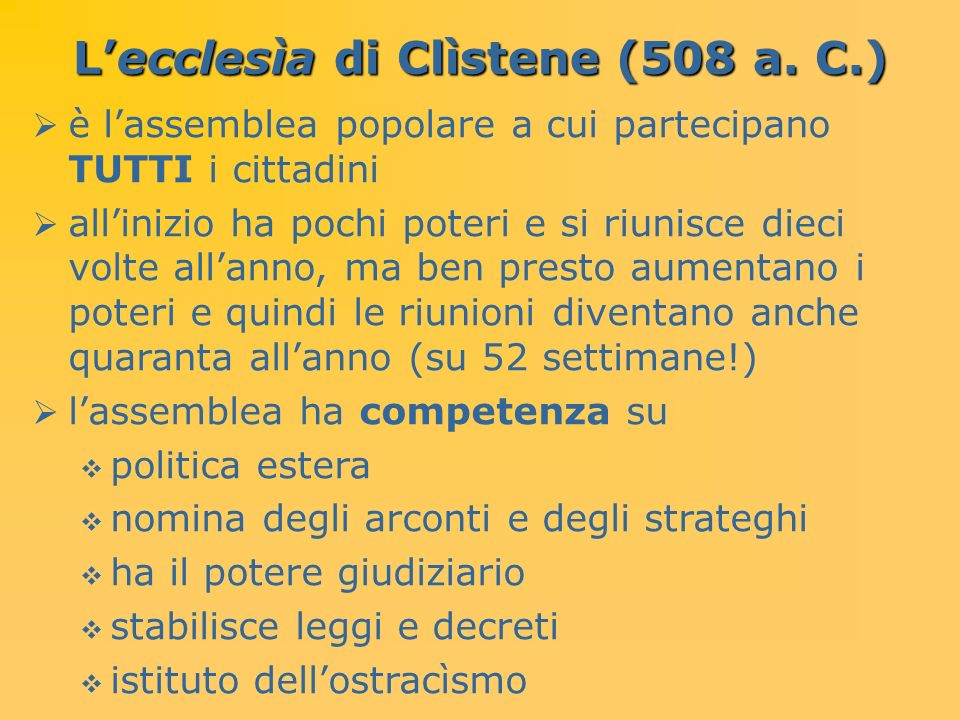 L’ecclesìa di Clìstene (508 a. C.)