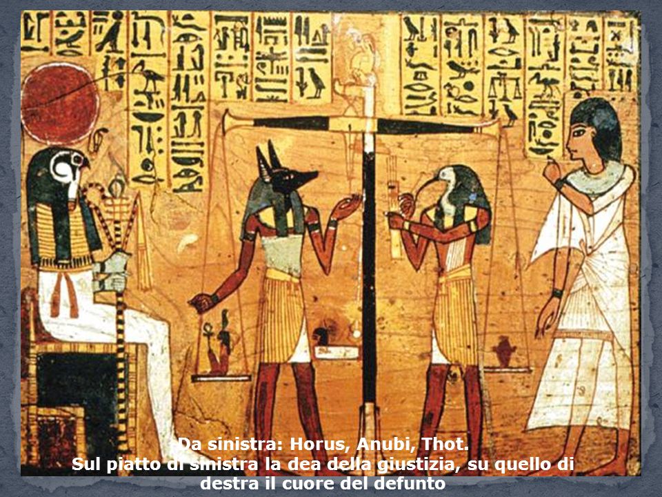 Da sinistra: Horus, Anubi, Thot.