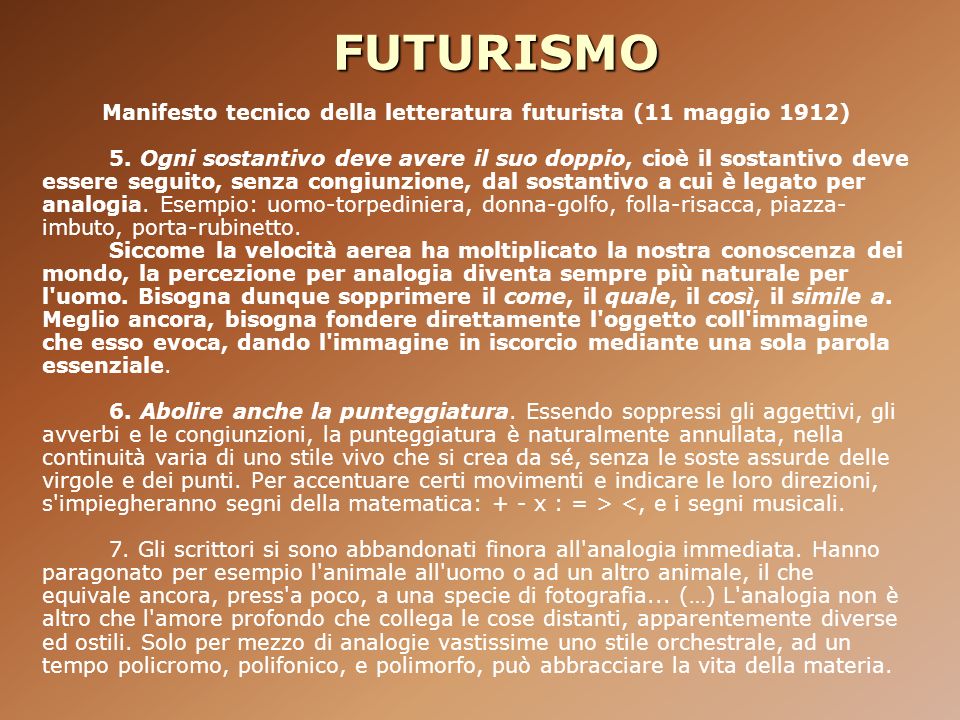 Manifesto tecnico della letteratura futurista (11 maggio 1912)