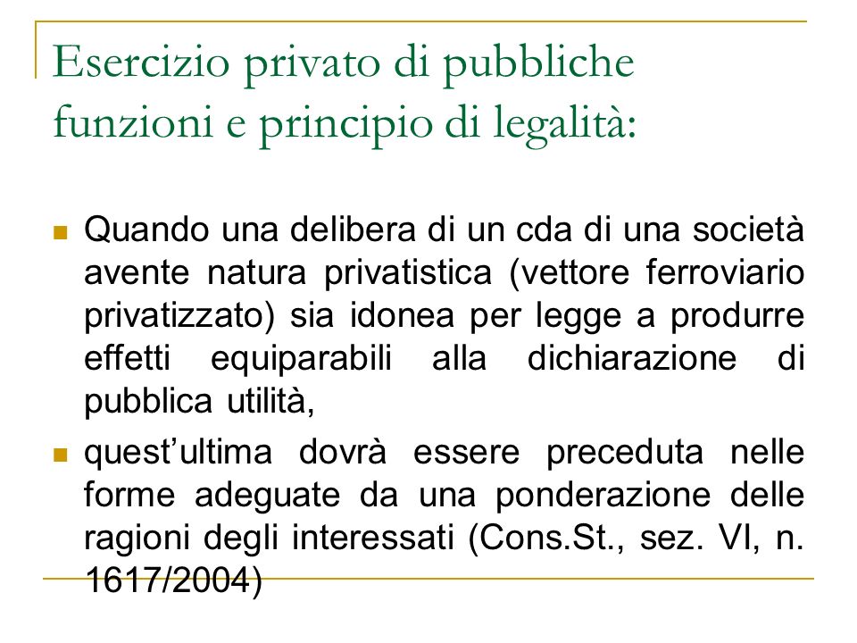 Esercizio privato di pubbliche funzioni e principio di legalità: