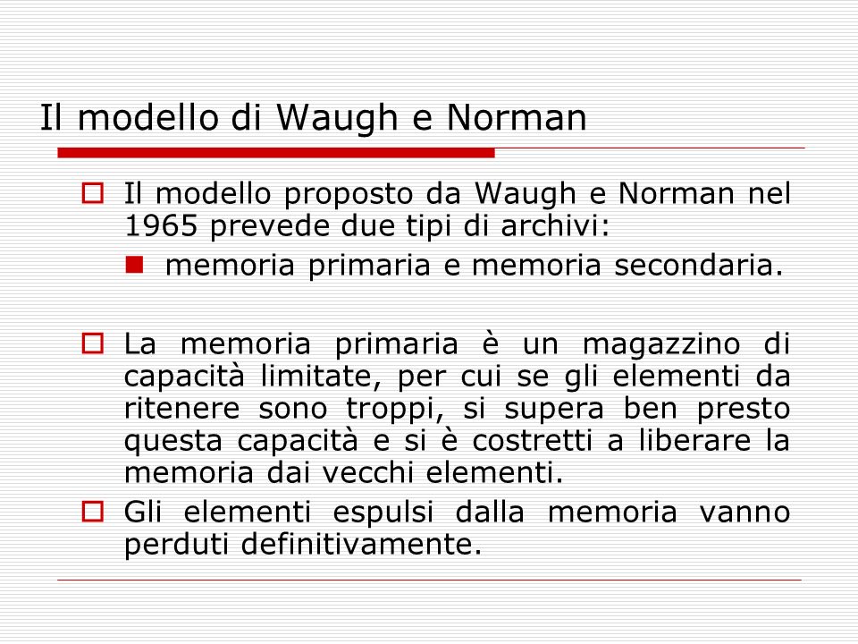 Il modello di Waugh e Norman