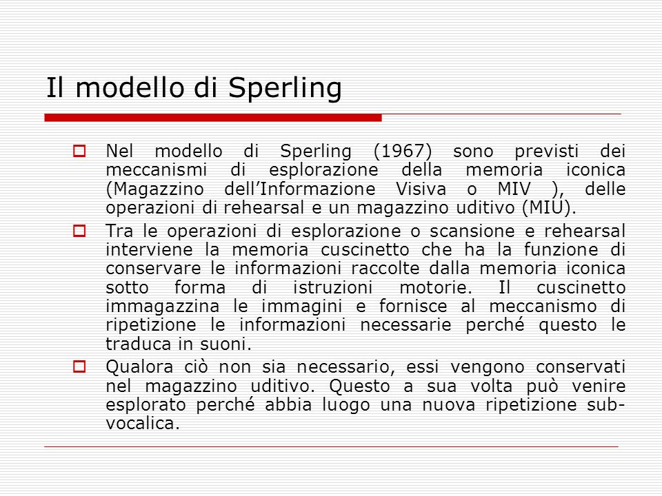 Il modello di Sperling