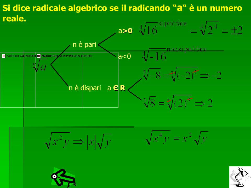 Si dice radicale algebrico se il radicando a è un numero reale.