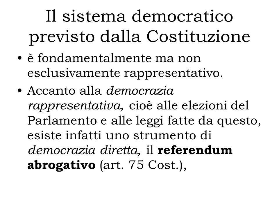 Il sistema democratico previsto dalla Costituzione