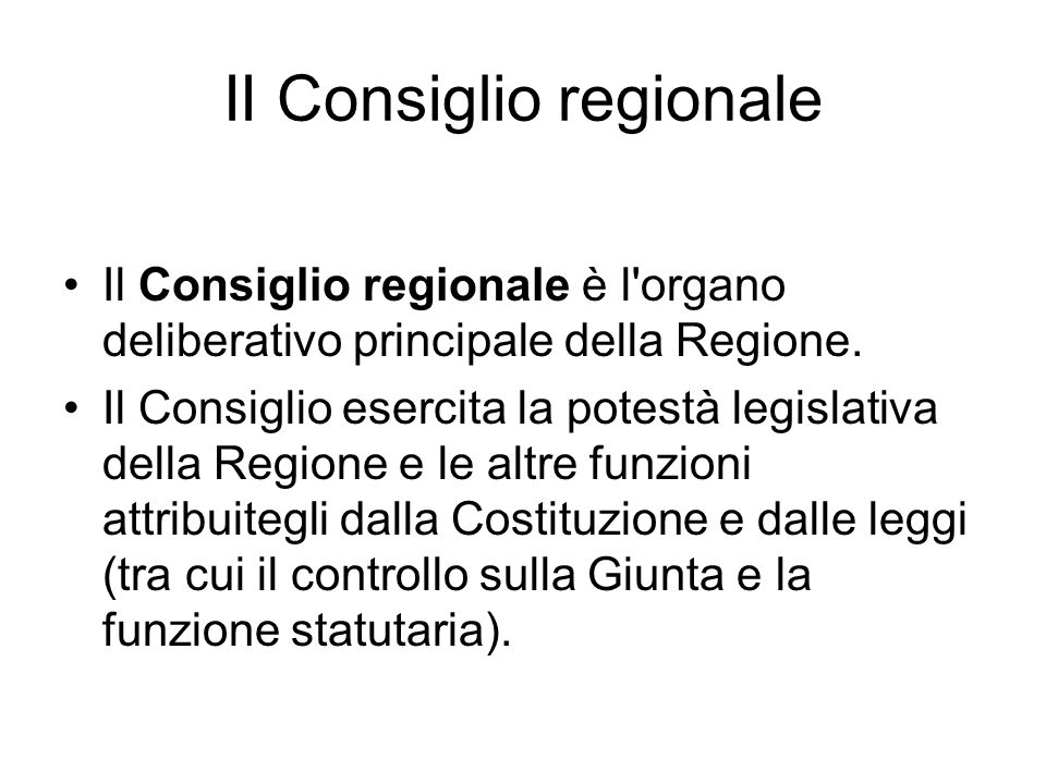 II Consiglio regionale