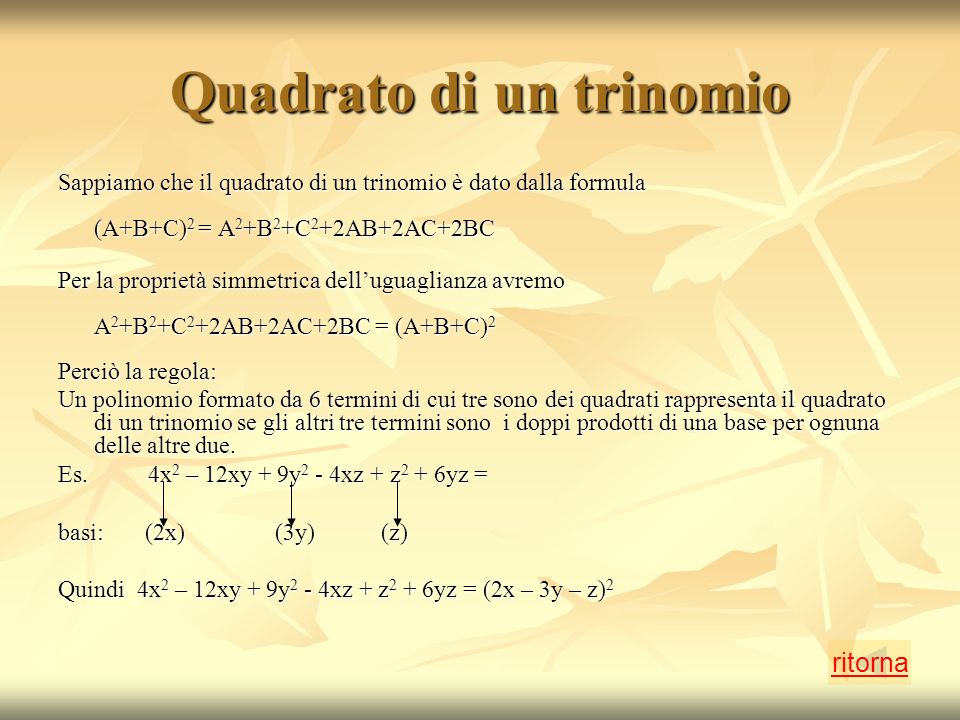 Quadrato di un trinomio