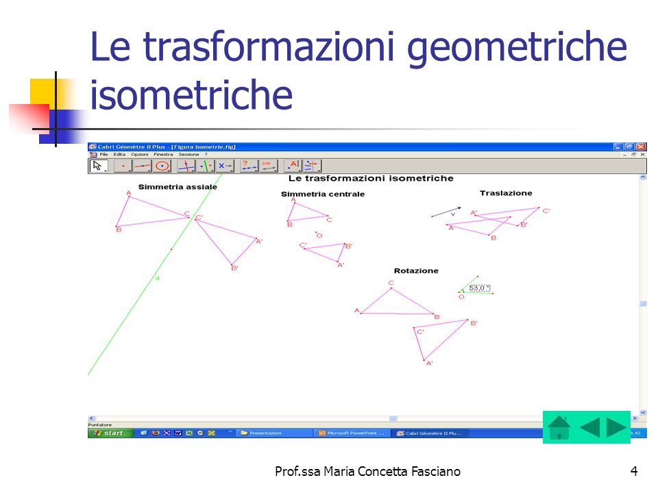 Le trasformazioni geometriche isometriche