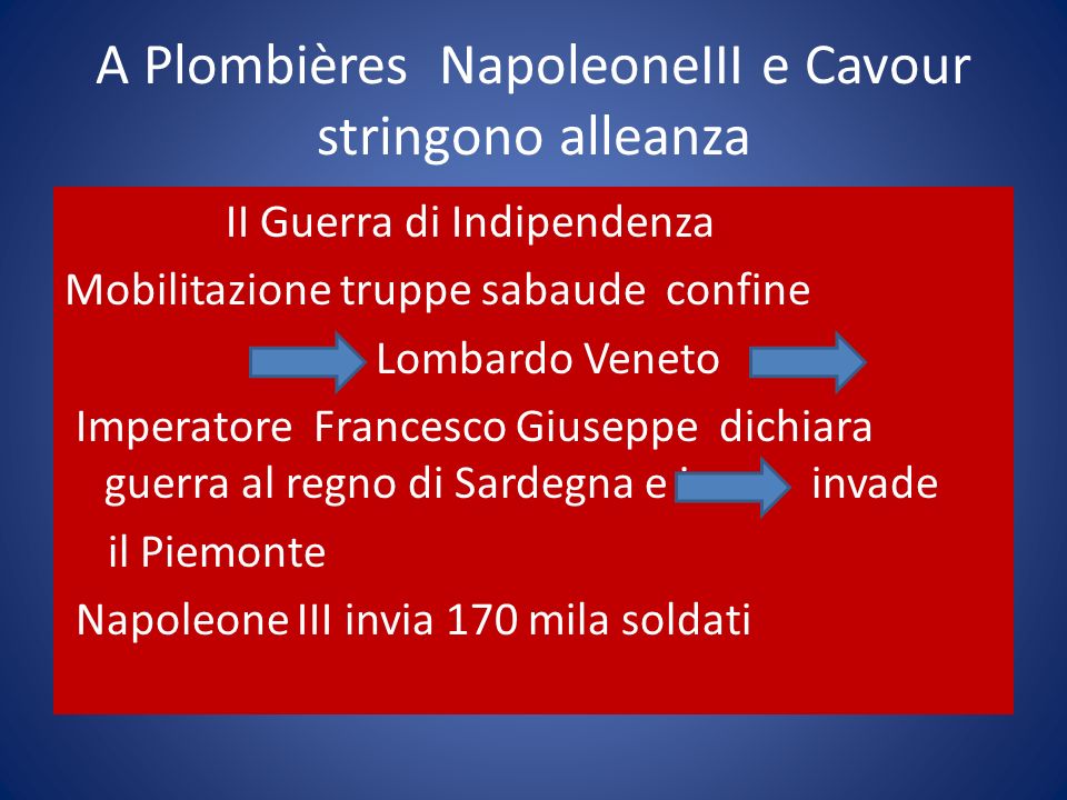 A Plombières NapoleoneIII e Cavour stringono alleanza
