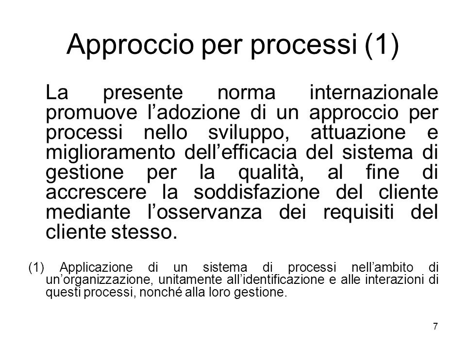 Approccio per processi (1)