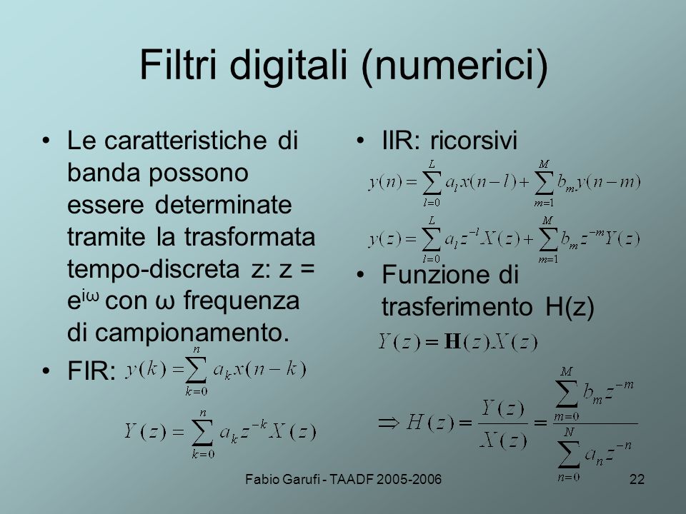 Filtri digitali (numerici)