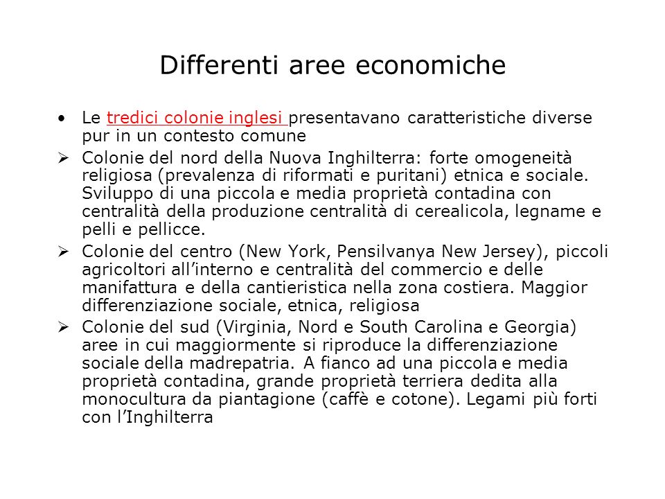 Differenti aree economiche