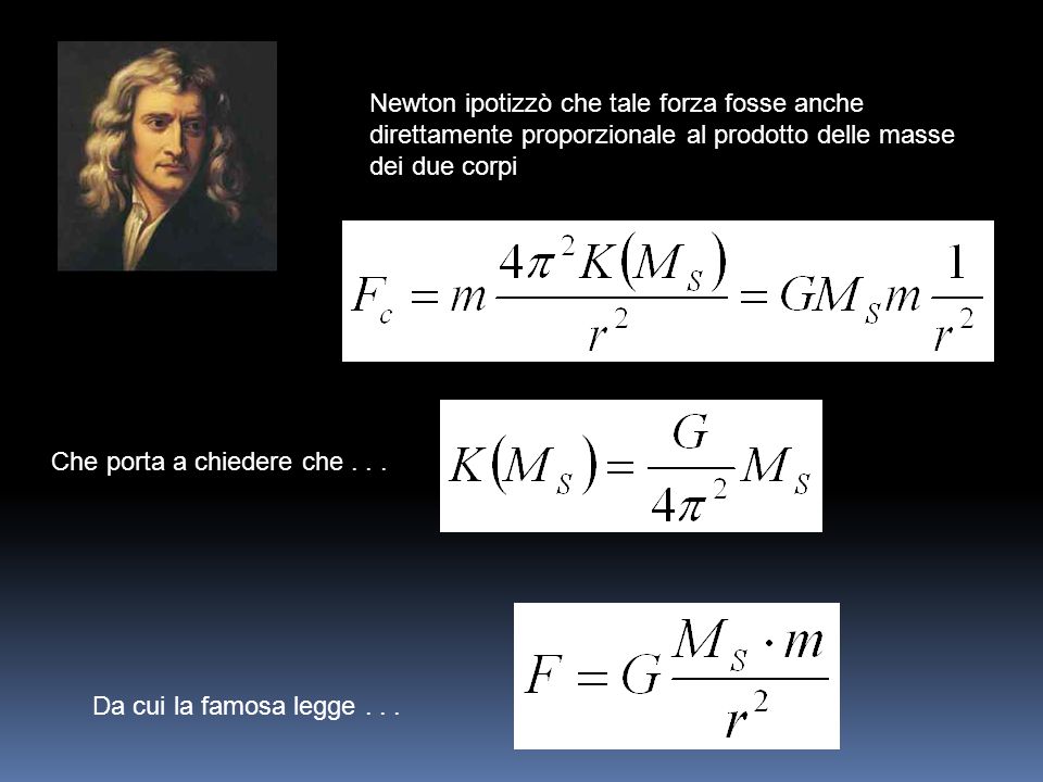 Newton ipotizzò che tale forza fosse anche direttamente proporzionale al prodotto delle masse dei due corpi