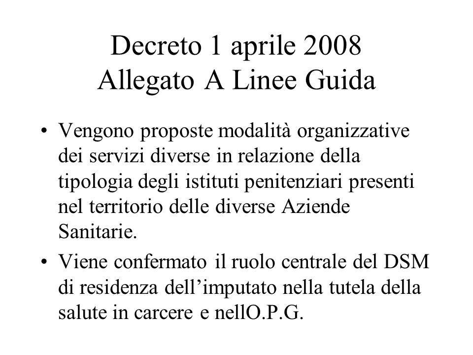 Decreto 1 aprile 2008 Allegato A Linee Guida