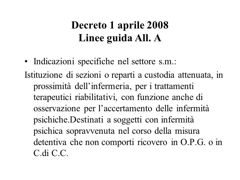 Decreto 1 aprile 2008 Linee guida All. A