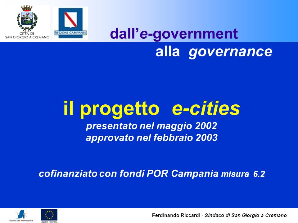 il progetto e-cities dall’e-government alla governance