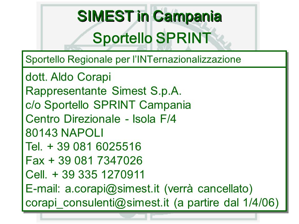 SIMEST in Campania Sportello SPRINT