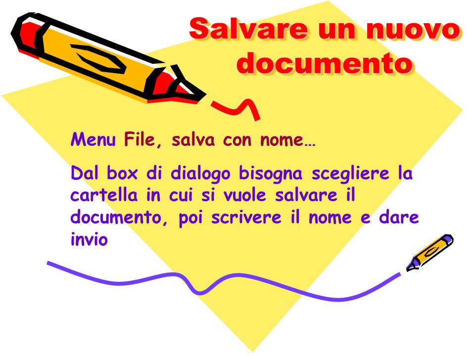 Salvare un nuovo documento