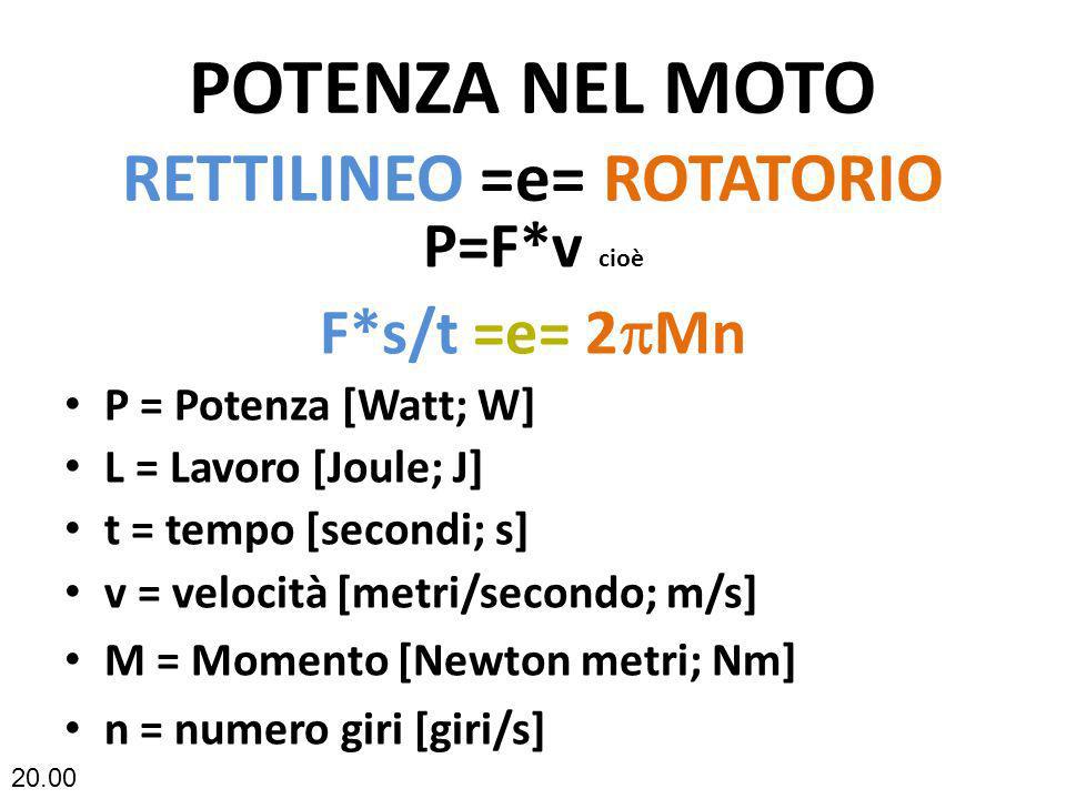 POTENZA NEL MOTO RETTILINEO =e= ROTATORIO