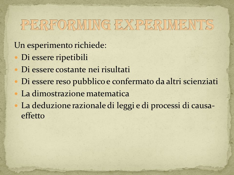 PERFORMING EXPERIMENTS