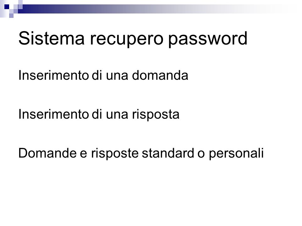 Sistema recupero password