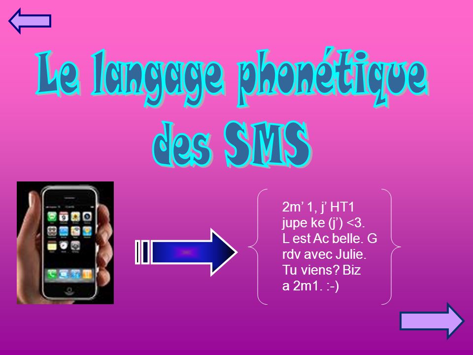 Le langage phonétique des SMS