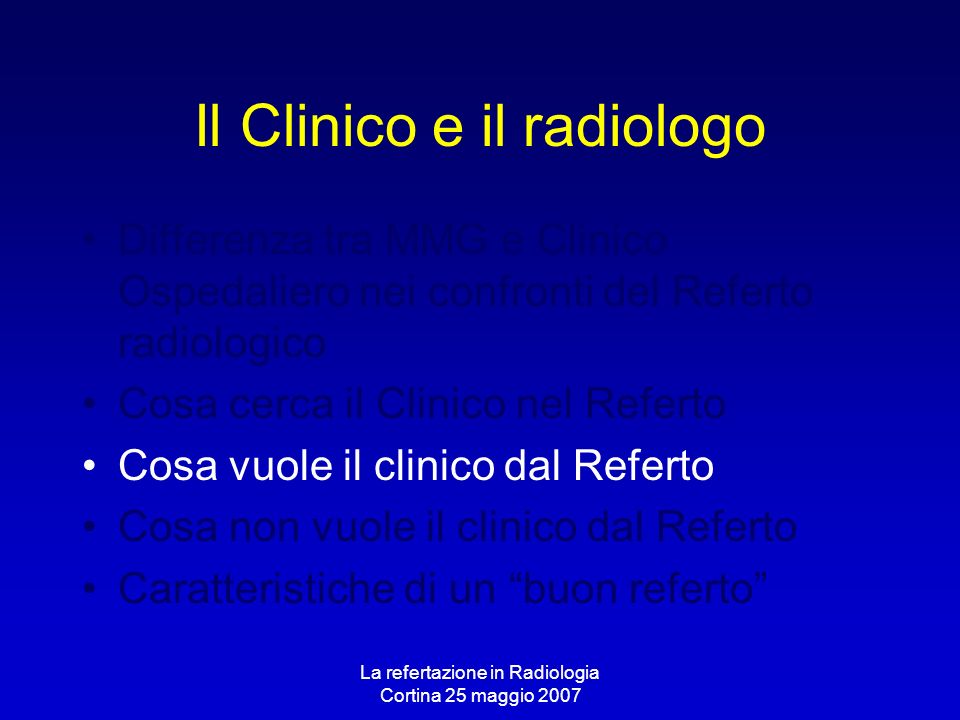 Il Clinico e il radiologo