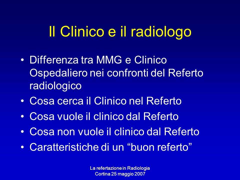 Il Clinico e il radiologo