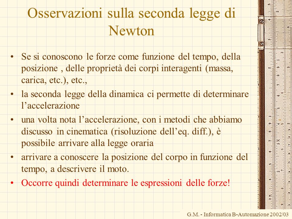 Osservazioni sulla seconda legge di Newton
