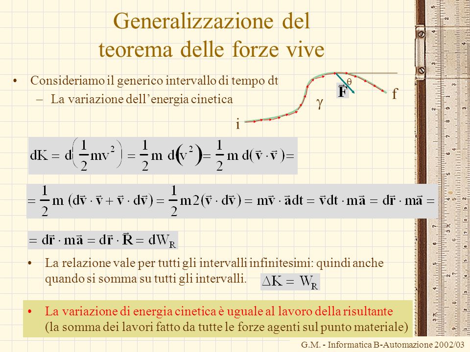 Generalizzazione del teorema delle forze vive