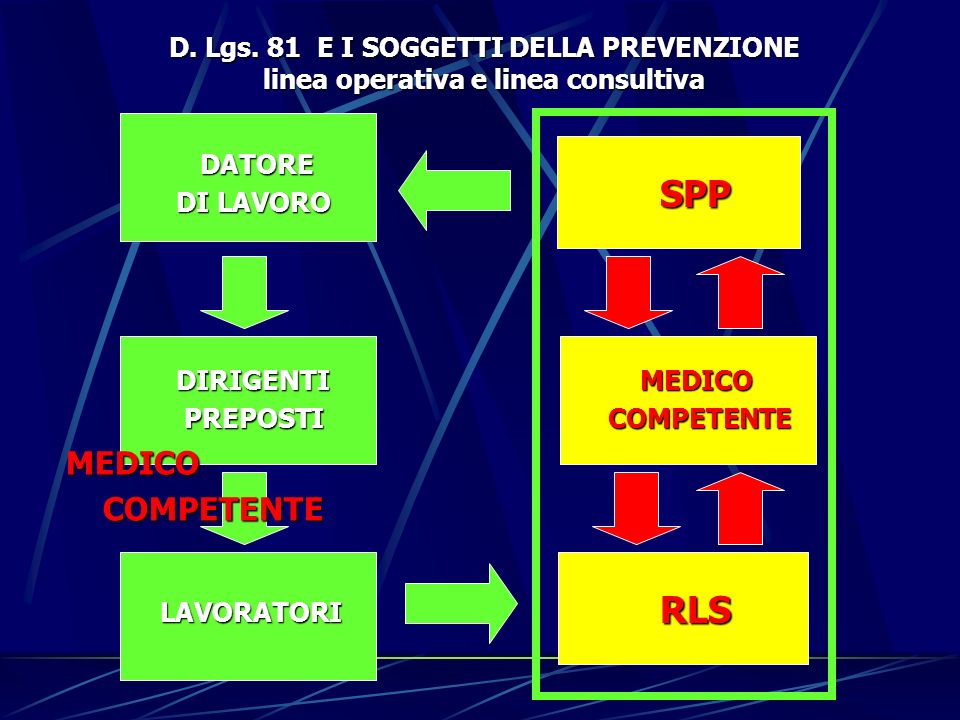 SPP RLS MEDICO COMPETENTE D. Lgs. 81 E I SOGGETTI DELLA PREVENZIONE