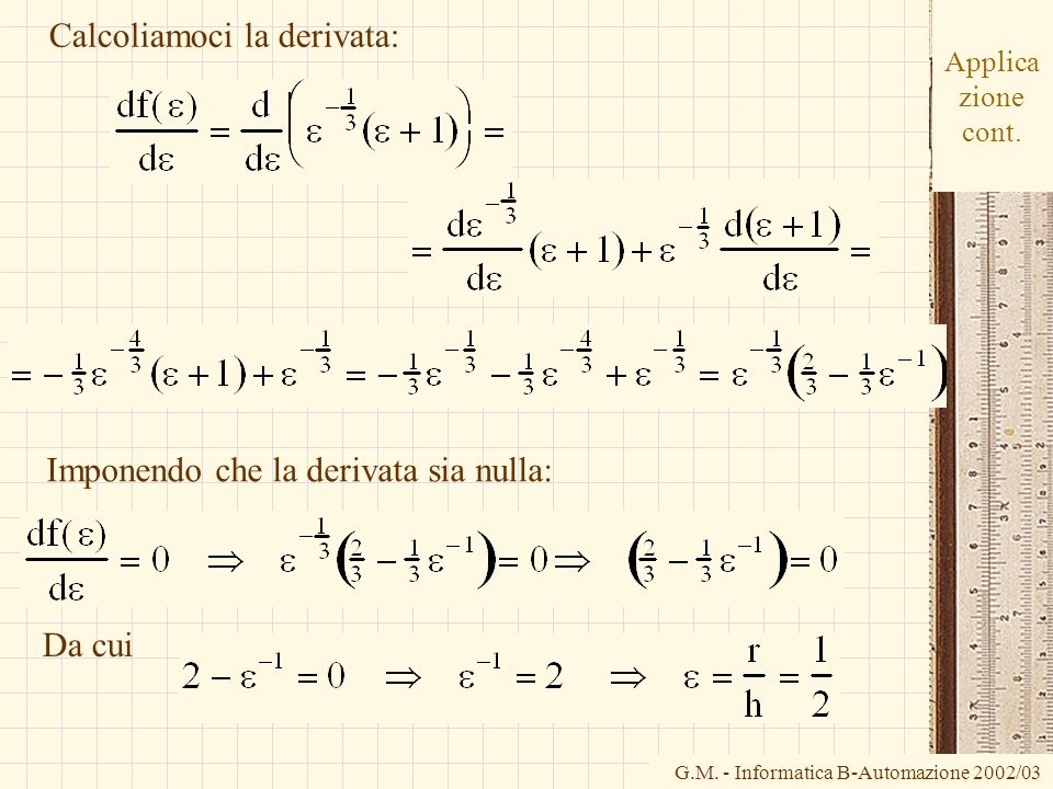Calcoliamoci la derivata: