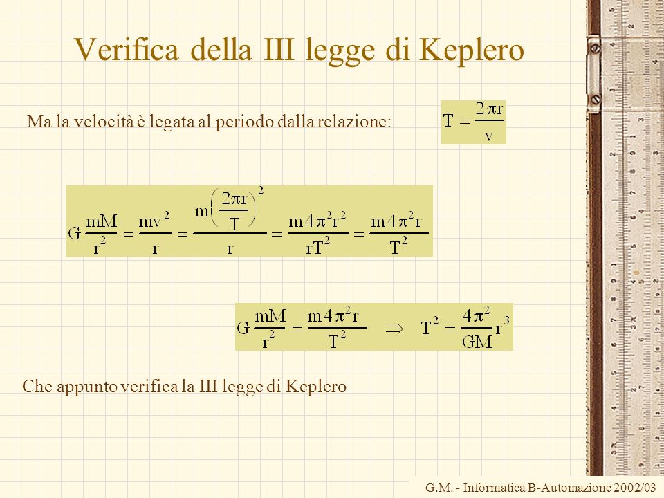 Verifica della III legge di Keplero