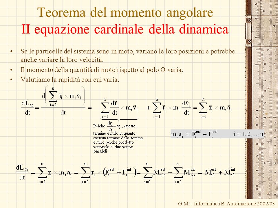 Teorema del momento angolare II equazione cardinale della dinamica