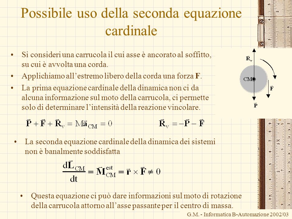 Possibile uso della seconda equazione cardinale