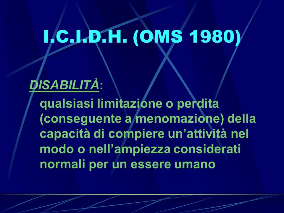 I.C.I.D.H. (OMS 1980) DISABILITÀ: