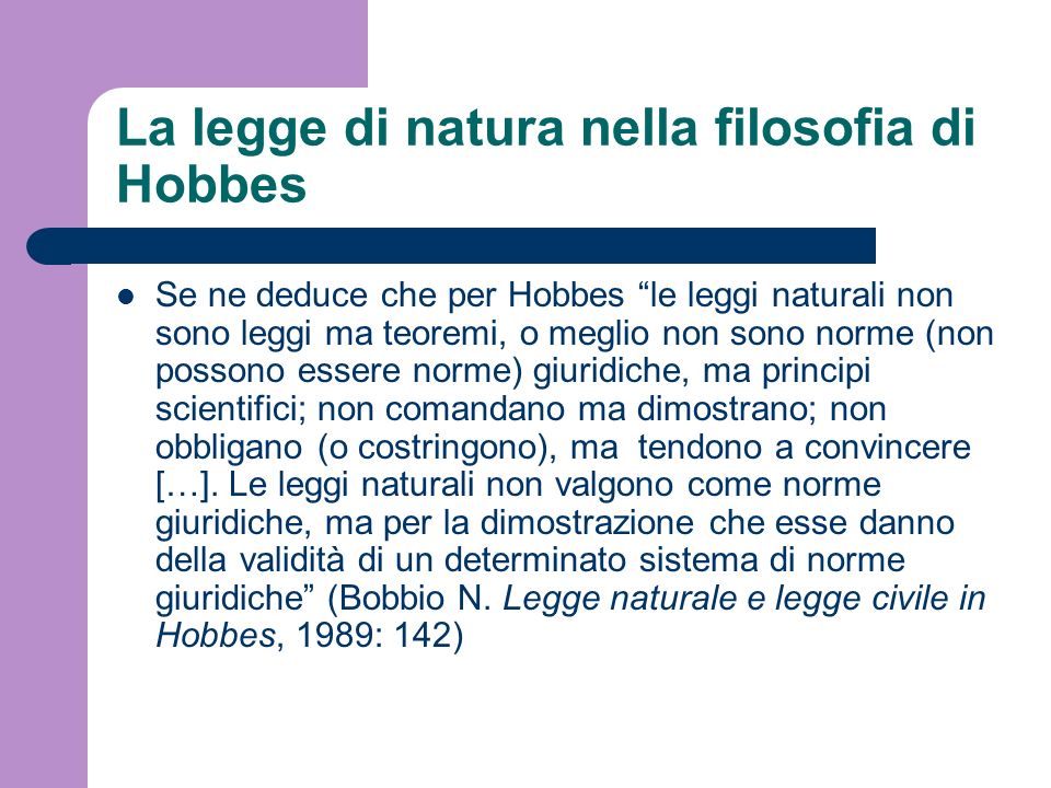 La legge di natura nella filosofia di Hobbes