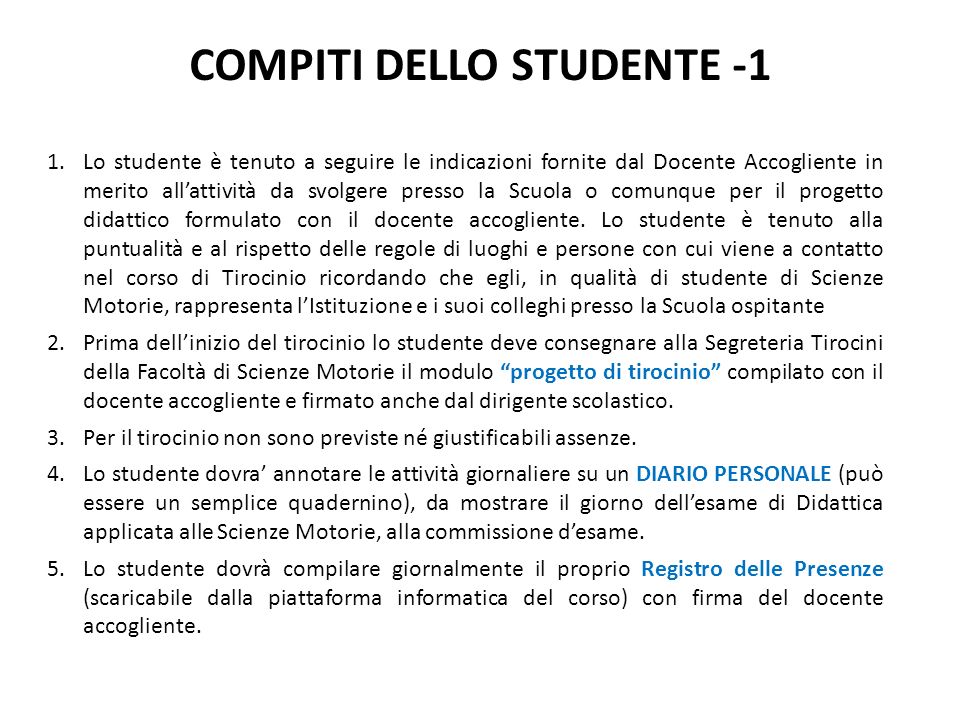 COMPITI DELLO STUDENTE -1
