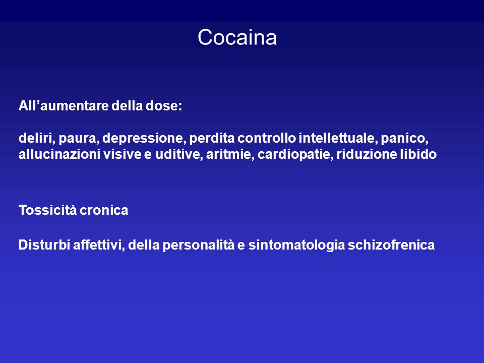 Cocaina All’aumentare della dose:
