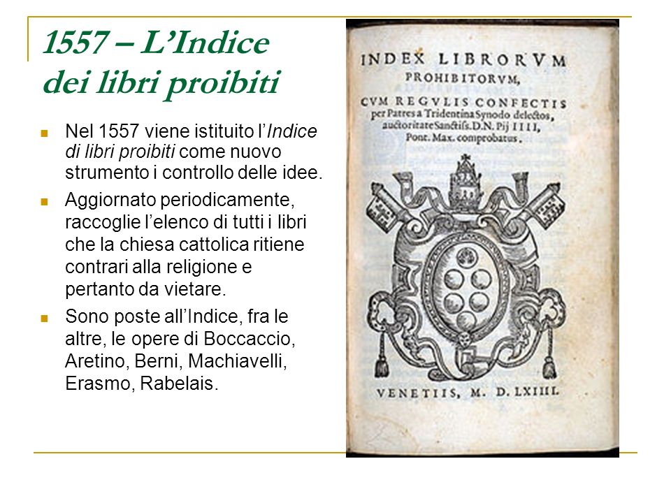 1557 – L’Indice dei libri proibiti