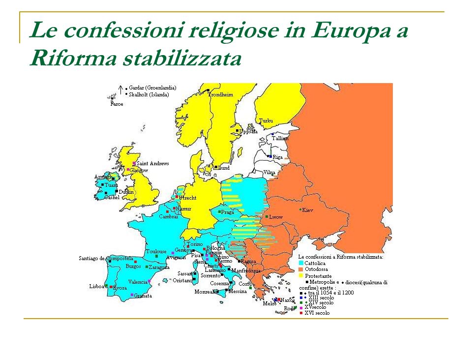 Le confessioni religiose in Europa a Riforma stabilizzata