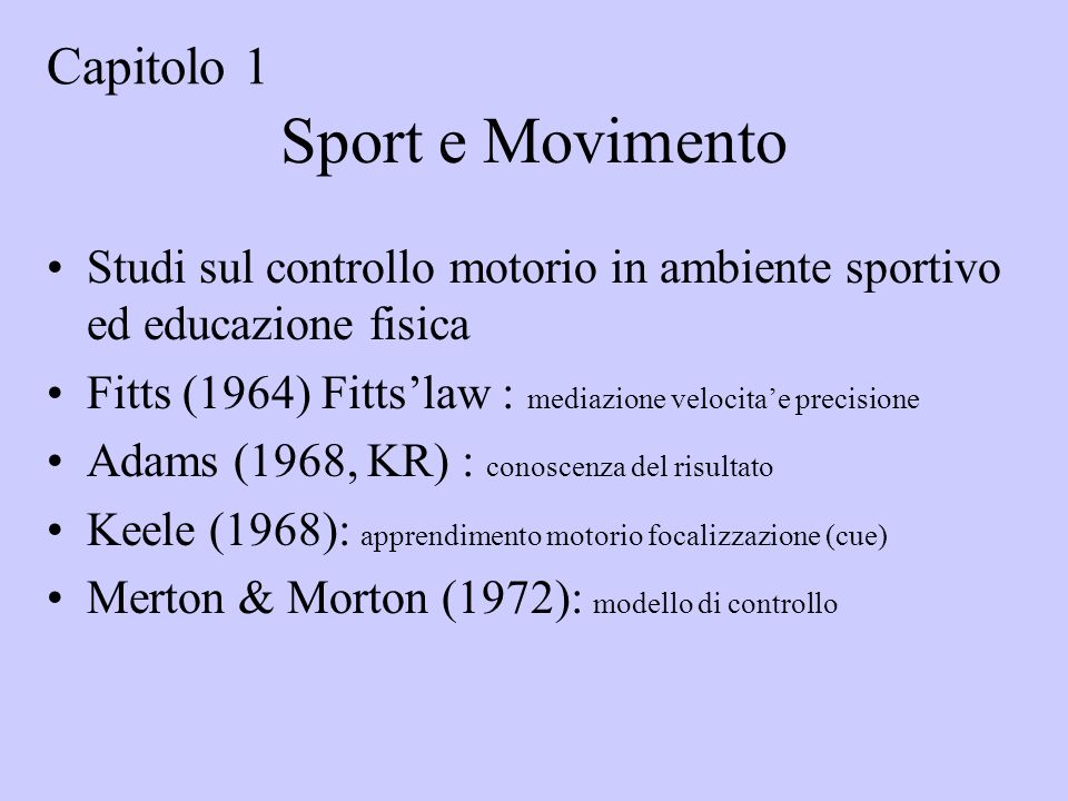 Sport e Movimento Capitolo 1